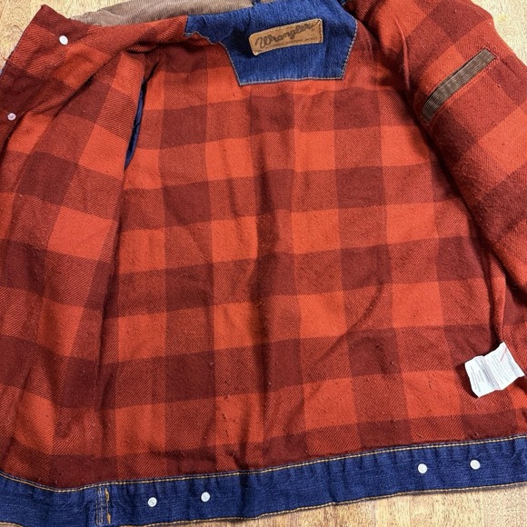 Vintage 90s Wrangler Denim Jam Jacket Size L Corduroy Collar Western Jean Coat - Picture 6 of 8